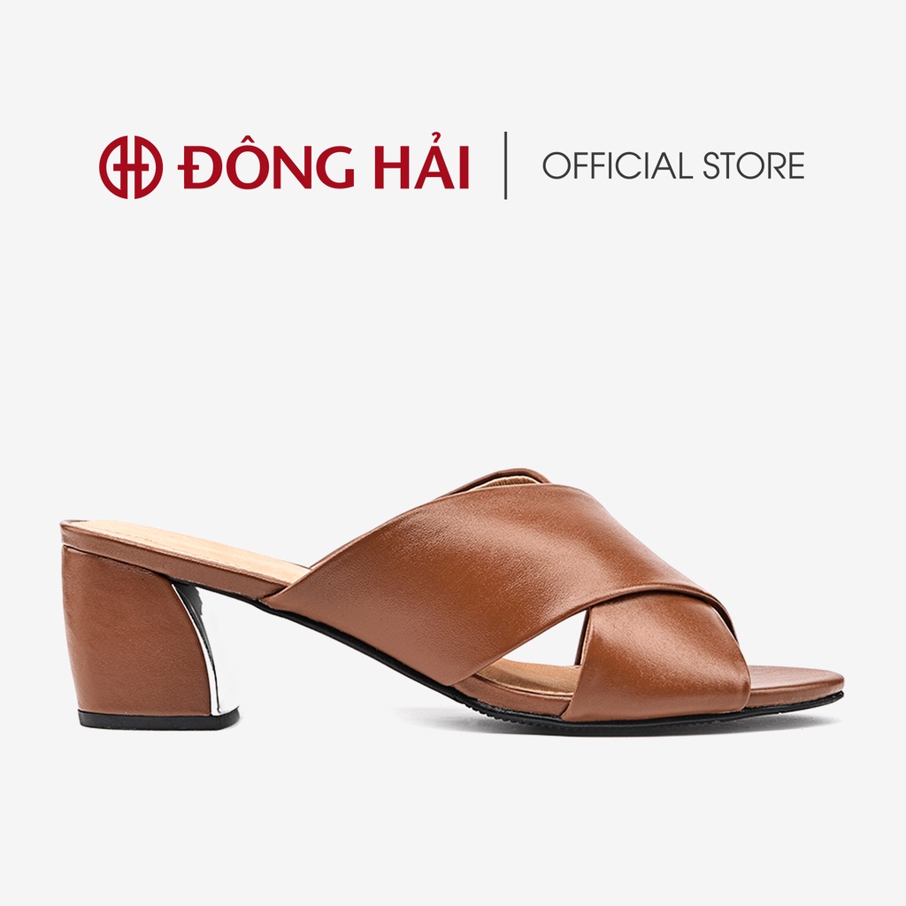 Dép cao gót nữ Đông Hải quai chéo chất da cao cấp sang trọng  gót cao 5cm - D7140