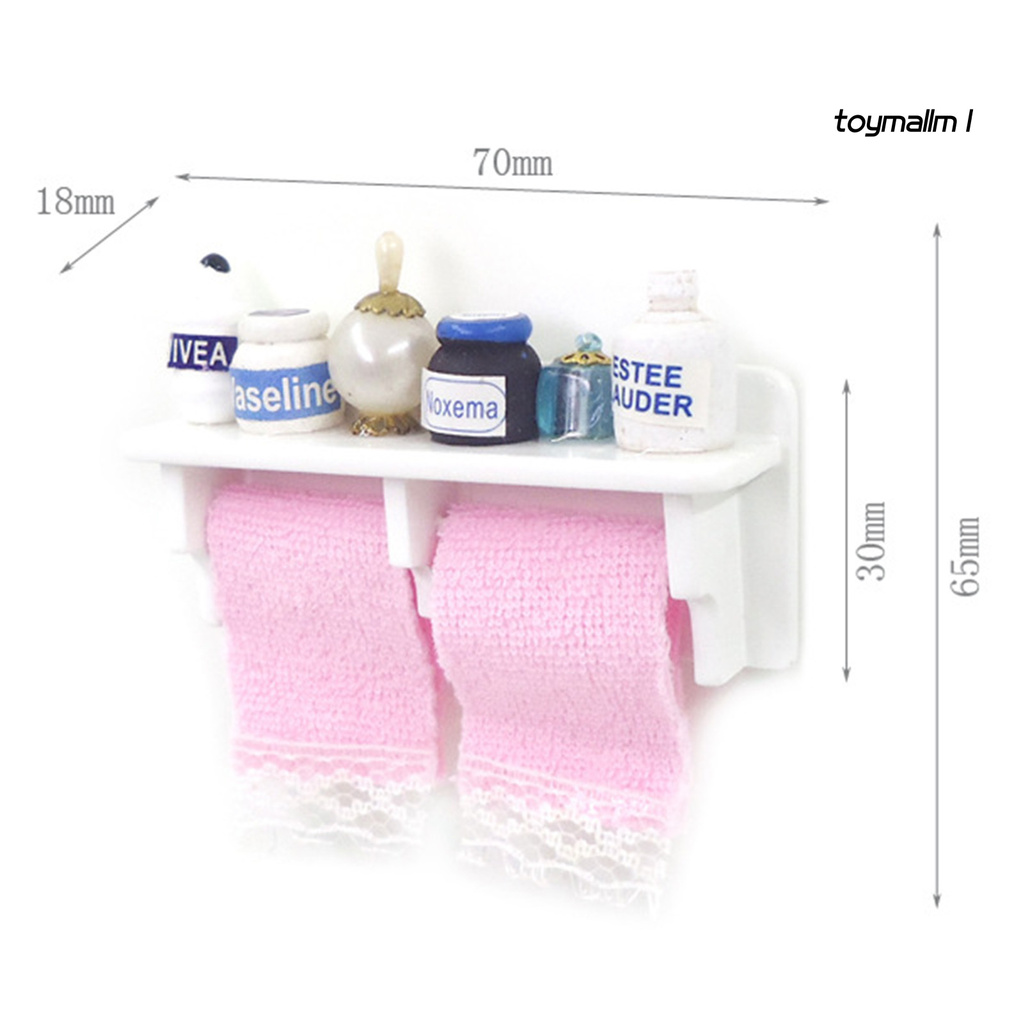 toymall 1/12 Dollhouse Mini Simulated Bathroom Toiletries Storage Rack Model Toys Decor