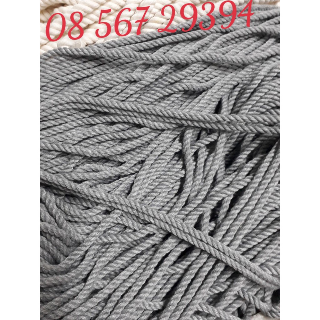 Dây thừng cotton macrame màu xám khói size 5mm(500gr)