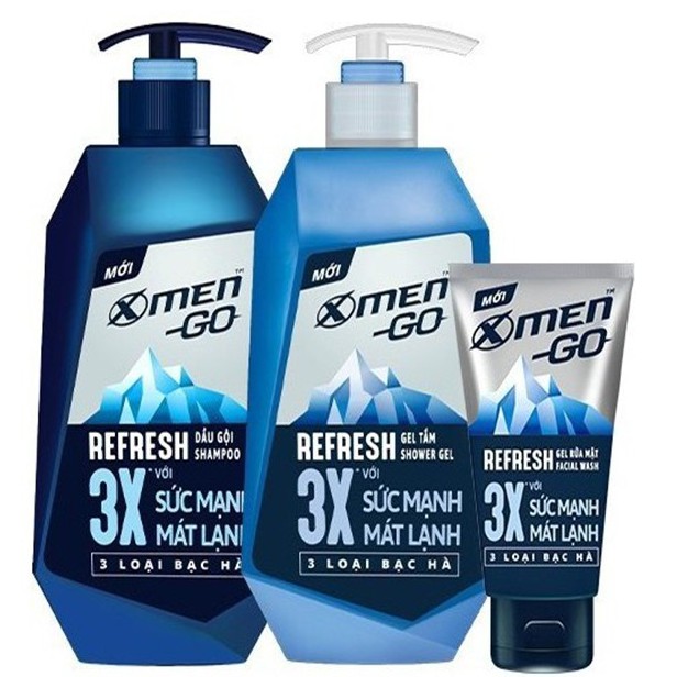 [Bộ 3 Refresh] #Xmen#xmenforboss#intense#Motion#luxury# Go Dầu Gội 630g, Sữa tắm 630g, Sửa rửa mặt 100g