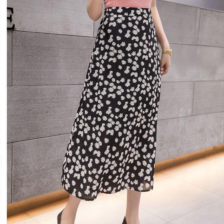 Chân Váy Chữ a Lưng Cao Họa Tiết Hoa Phong Cách Hàn Quốc
