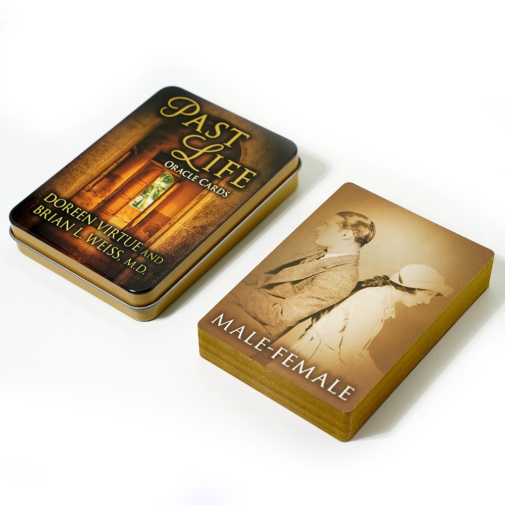 Bộ Bài Past Life Oracle Hộp Thiếc Mạ Cạnh Vàng 44 Lá Tặng File Tiếng Anh Và Đá Thanh Tẩy TH196