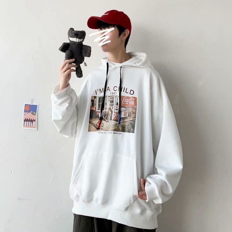 Áo hoodie tay dài dáng rộng in hình bức ảnh cũ gồm 6 màu sắc | BigBuy360 - bigbuy360.vn