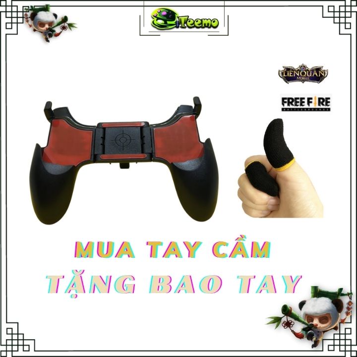 Tay cầm chơi game tặng kèm bao tay hỗ trợ chơi pubg, free fire, tốc chiến.