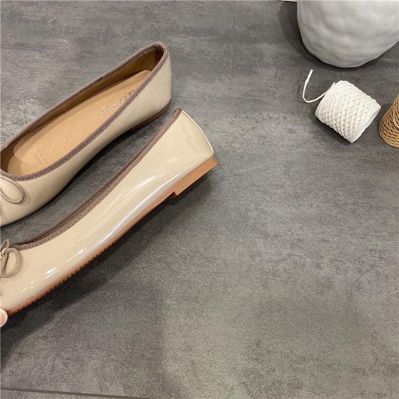 Giầy búp bê có nơ 3 màu đen đỏ kem trẻ trung kiểu thời trang Hàn Quốc xinh xắn êm chân Ulzzangshop520