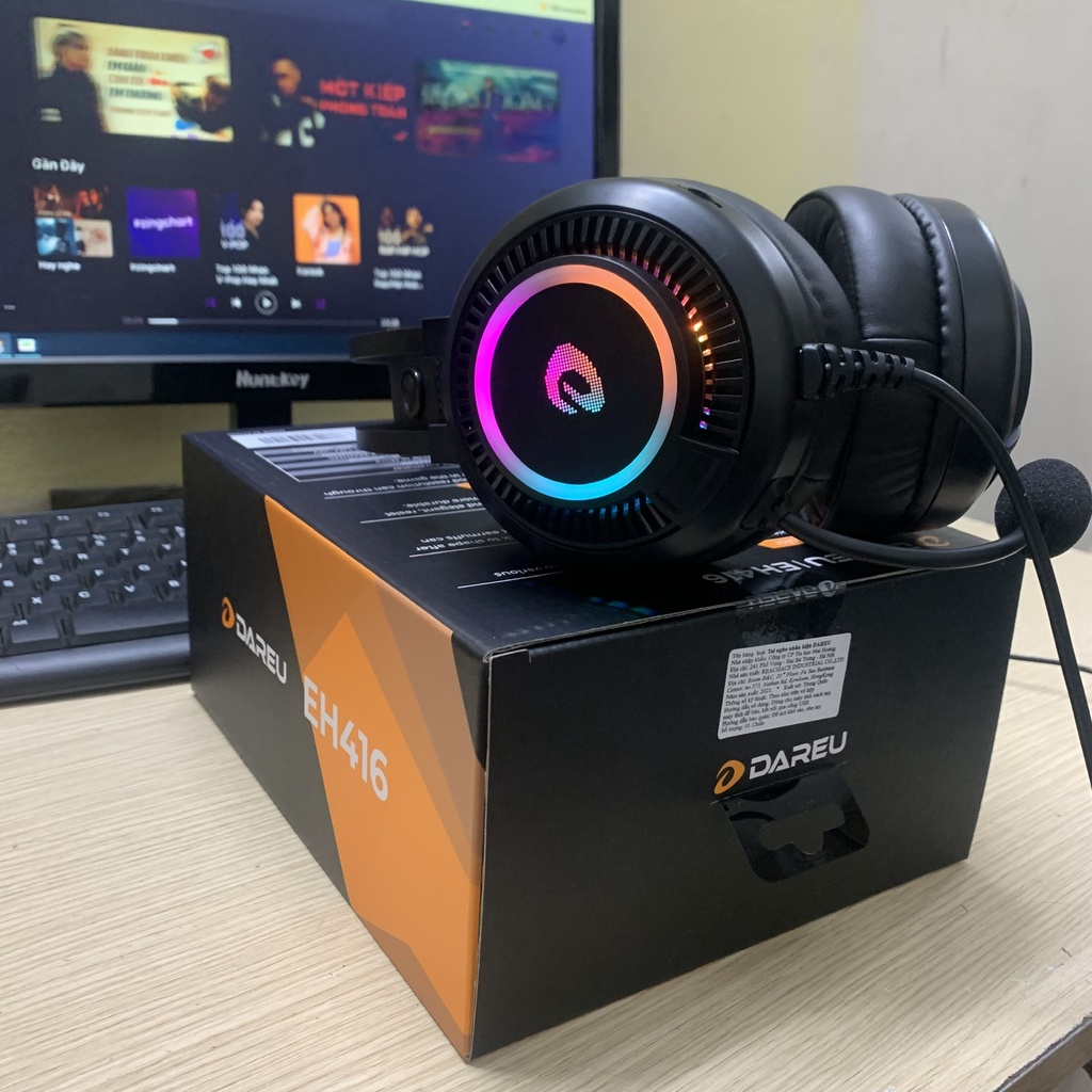 Tai nghe gaming, tai nghe chơi game có dây Dareu EH416 Âm thanh 7.1 Led RGB 16,8 triệu màu
