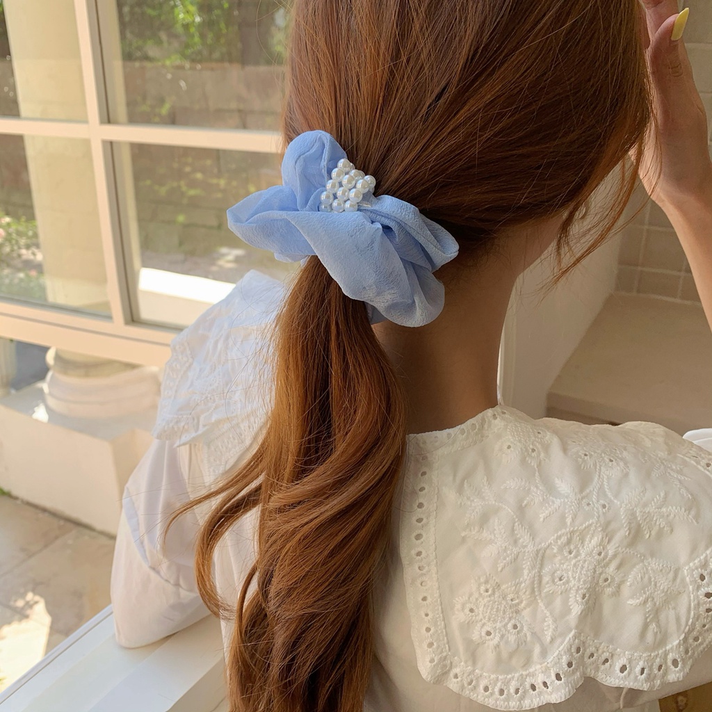 Scrunchies Cột Tóc Buộc Tóc Đính Ngọc LIN Ngọt Ngào