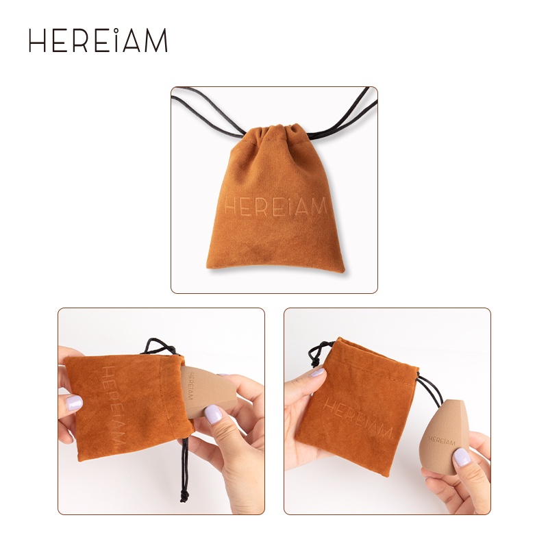 Bông mút trang điểm HEREIAM 4001 tán kem nền sử dụng ướt/khô kèm túi đựng