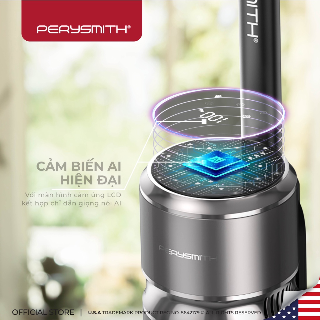 Máy hút bụi lau nhà không dây PerySmith Ai Series Ai9/Ai9 Pro, lực hút 12000Pa