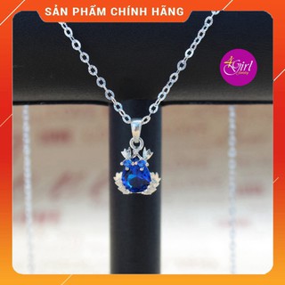 [Bạc 925] Dây chuyền bạc nữ + mặt dây chuyền thiềm thừ đá màu (1,2cmx1,2cm)