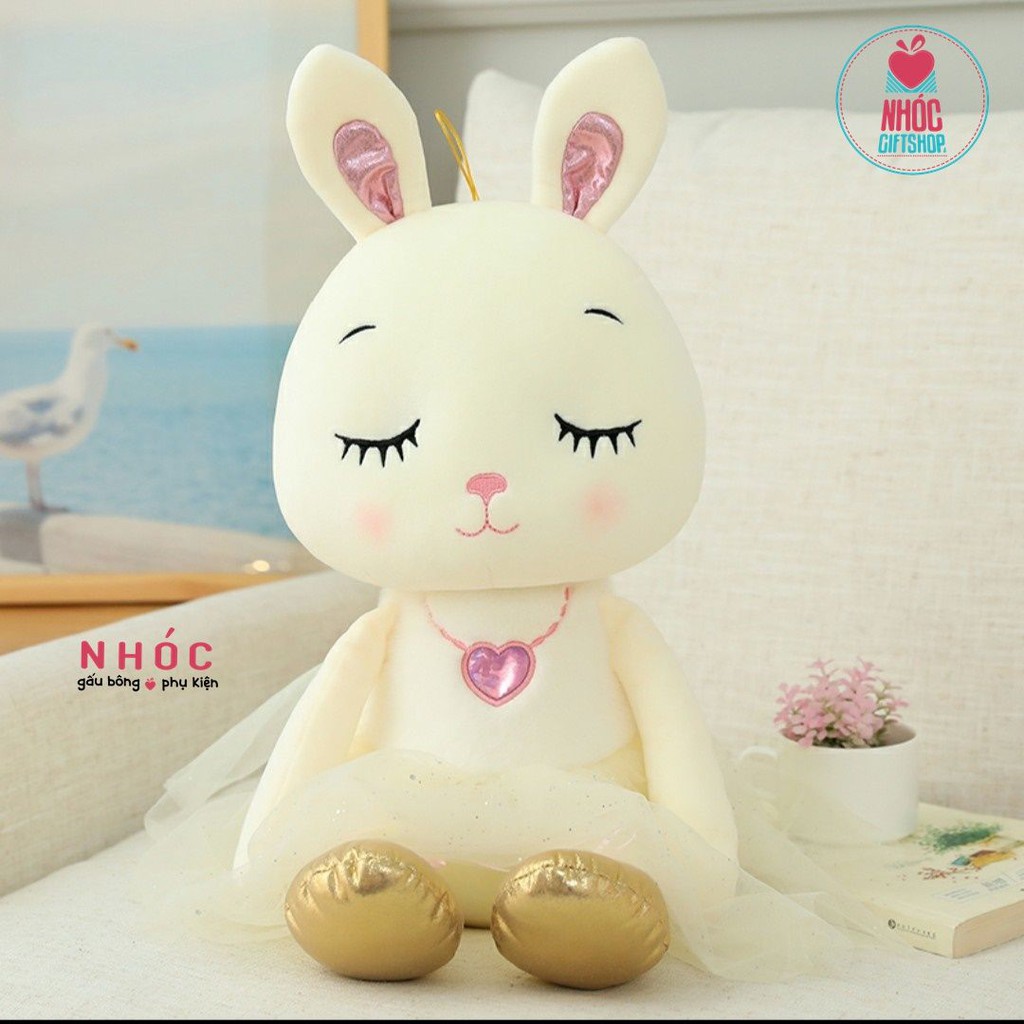 Gấu Bông Thỏ Mặc Đầm Voan Kim Tuyến Lông Mịn Bông Mềm Hàng Cao Cấp, Đồ Chơi Cho Bé An Toàn Dễ Thương Size Lớn - NHÓC
