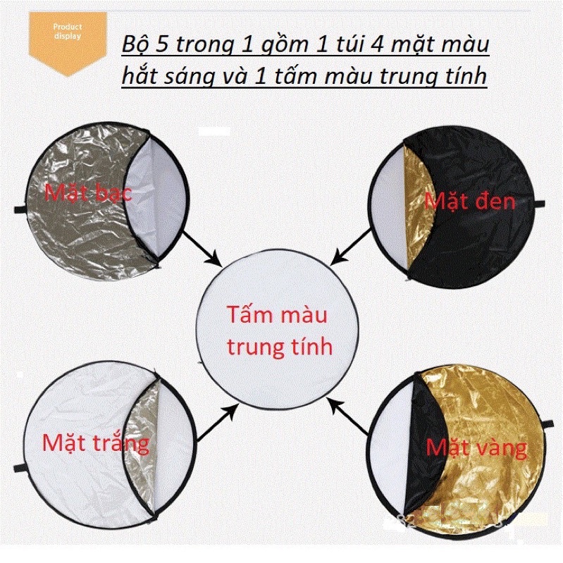 Hắt sáng tròn 5 in 1 đường kính 60cm, 80cm,110cm