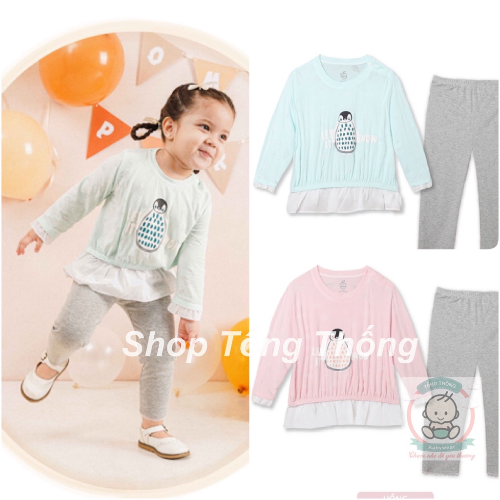 Bộ La Pomme dài tay Cotton cao cấp thoáng mát thấm hút tốt cánh cụt phối ren cho bé gái Sl219