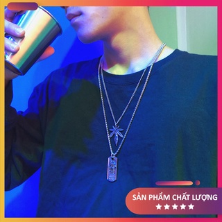 Dây chuyền nam nữ mặt lá cây phong - xương bàn tay, phong cách hiphop siêu ngầu, thép titan siêu bền không gỉ