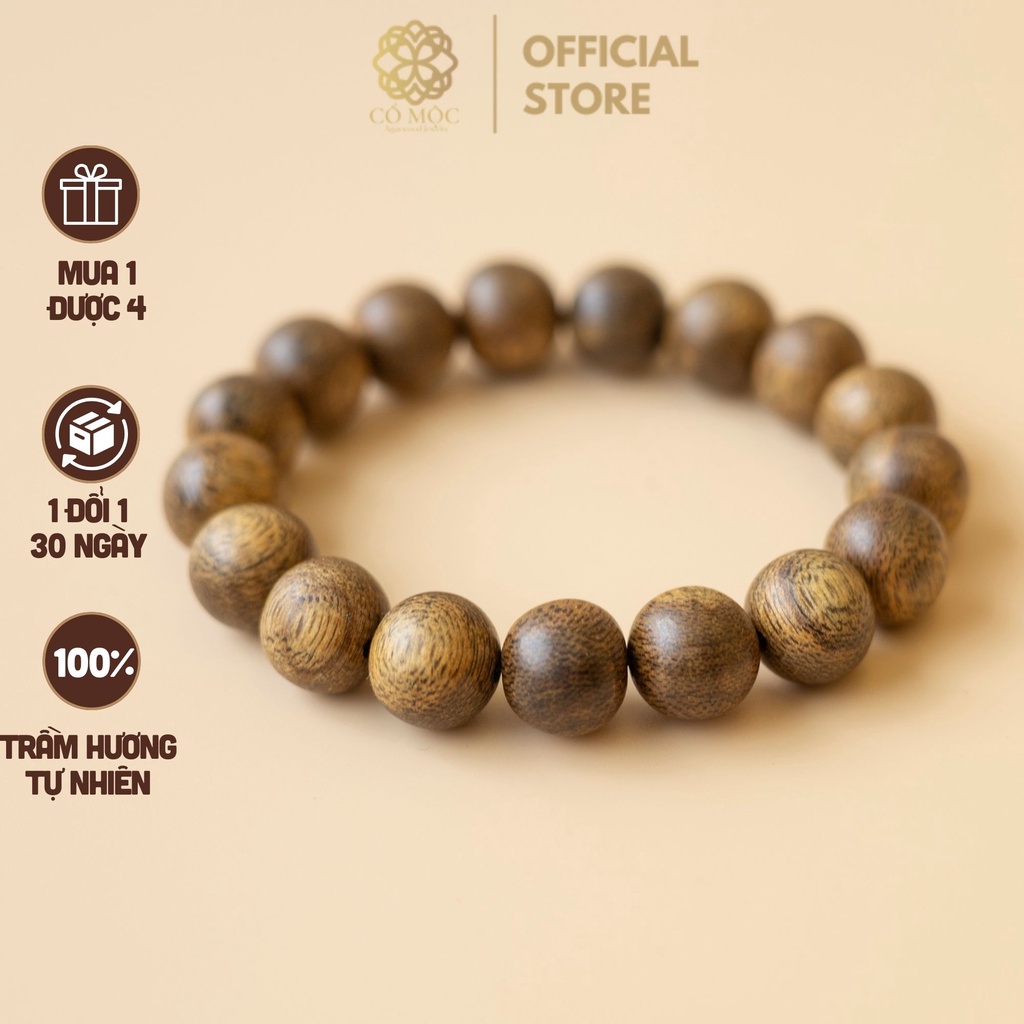 Vòng Tay Trầm Hương Đơn Size 6/ 8/10/12mm Nam Nữ Phong Thủy May Mắn Tài Lộc Bình An