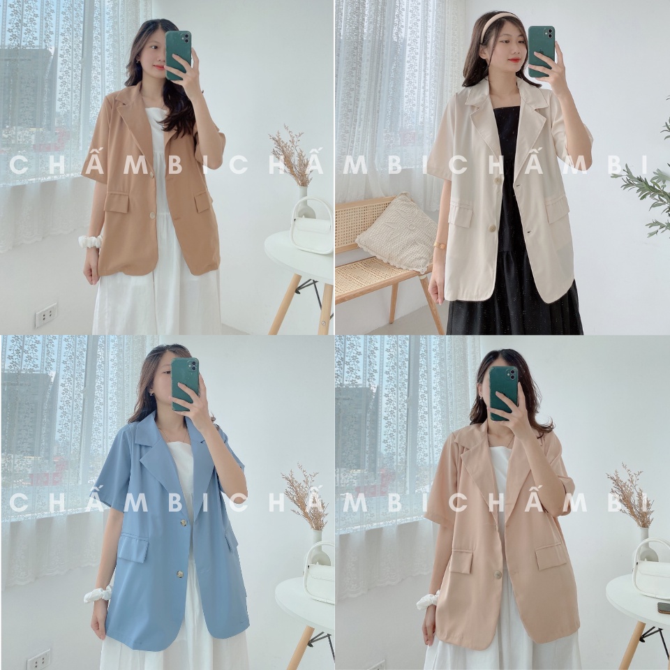 Áo Blazer style Hàn Quốc A.016, Áo blazer cộc tay một lớp 3 màu ngọt ngào nhẹ