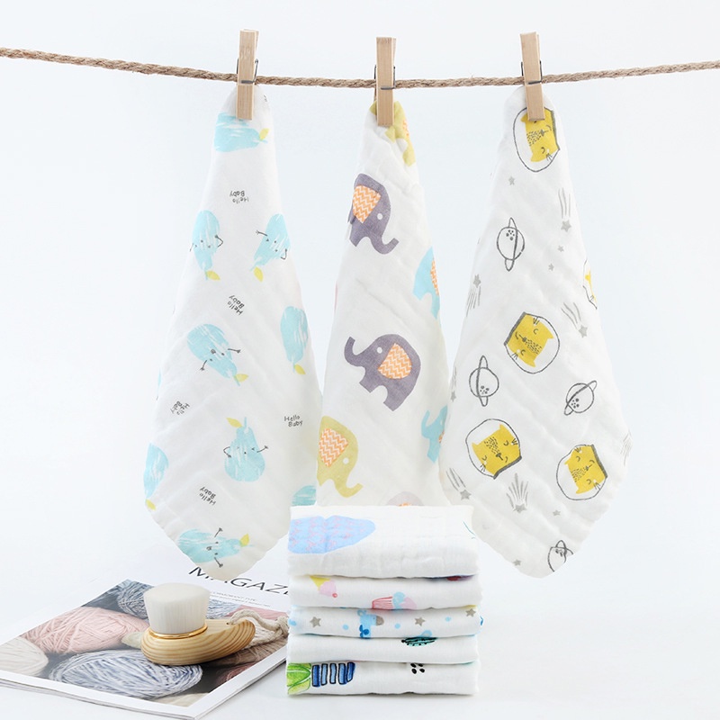 25*25CM Khăn sữa xô 6 lớp rửa mặt loại dày siêu mềm mại cho bé