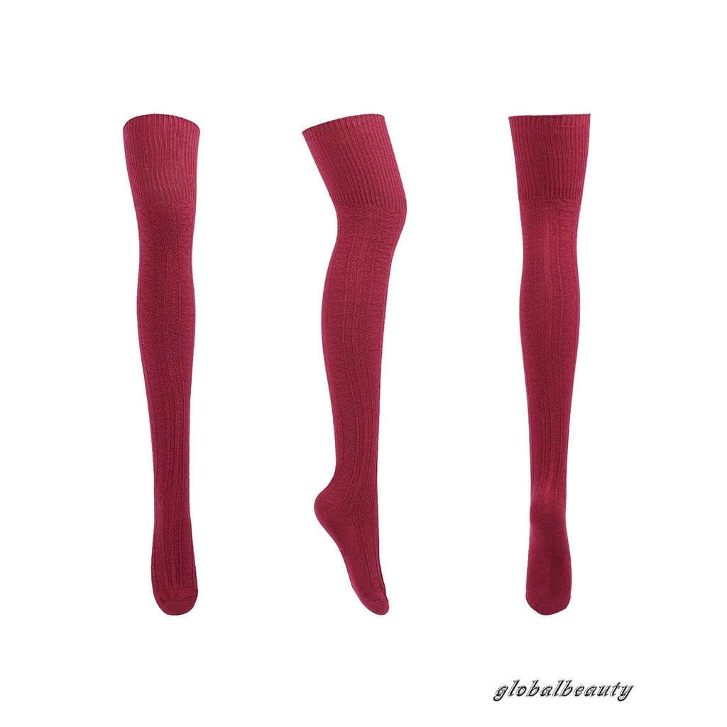 Vớ ống chân dài qua gối màu trơn đơn giản thời trang cho nữ