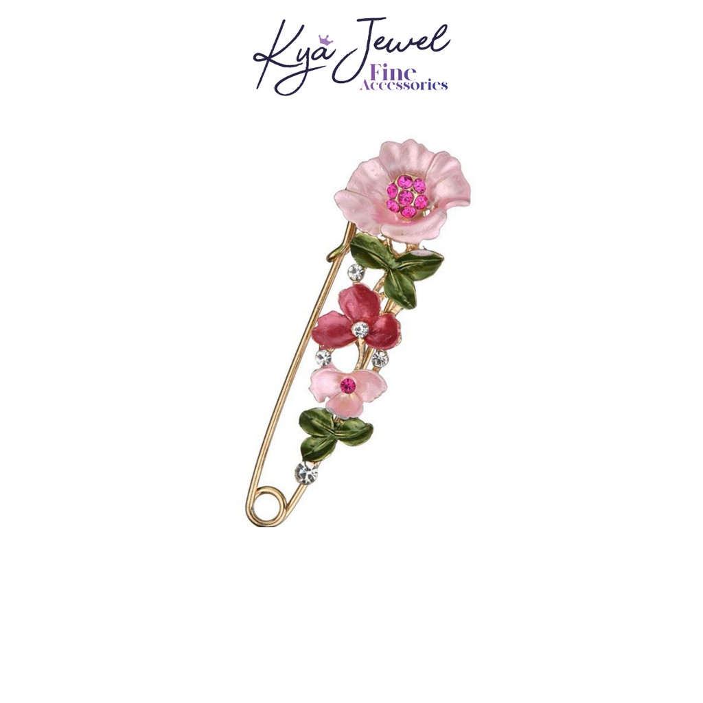 Cài áo Kya Jewel dáng trâm hoa đỏ rực rỡ DH3