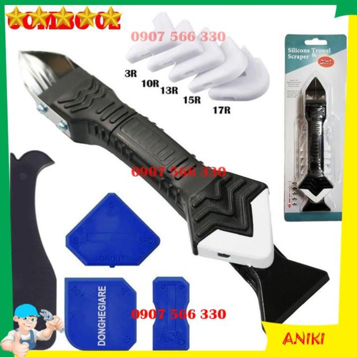 Combo đầu bắn keo silicone - Bộ dụng cụ cạo tuốt miết chỉnh mạch keo silicon xây dựng nhôm kính DCG