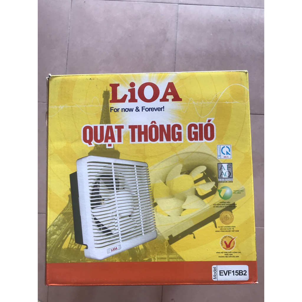 Quạt thông gió cao cấp LiOA EVF15B2 (Lỗ tường để vuông 20x20cm) -> Gối đỡ bằng vòng bi kín-> không phải tra dầu định kỳ