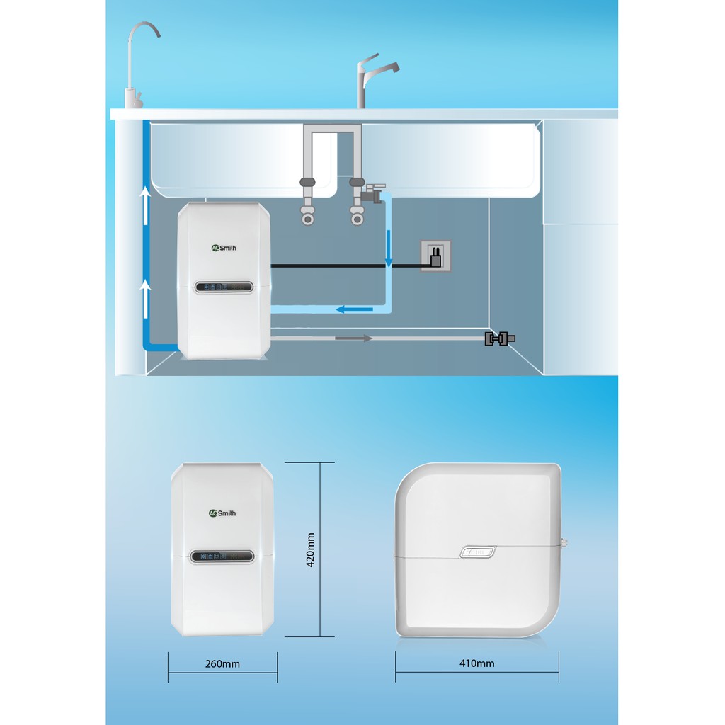 Máy lọc nước A. O. Smith AR75-A-S-1E , 5 cấp độ, uống trược tiếp