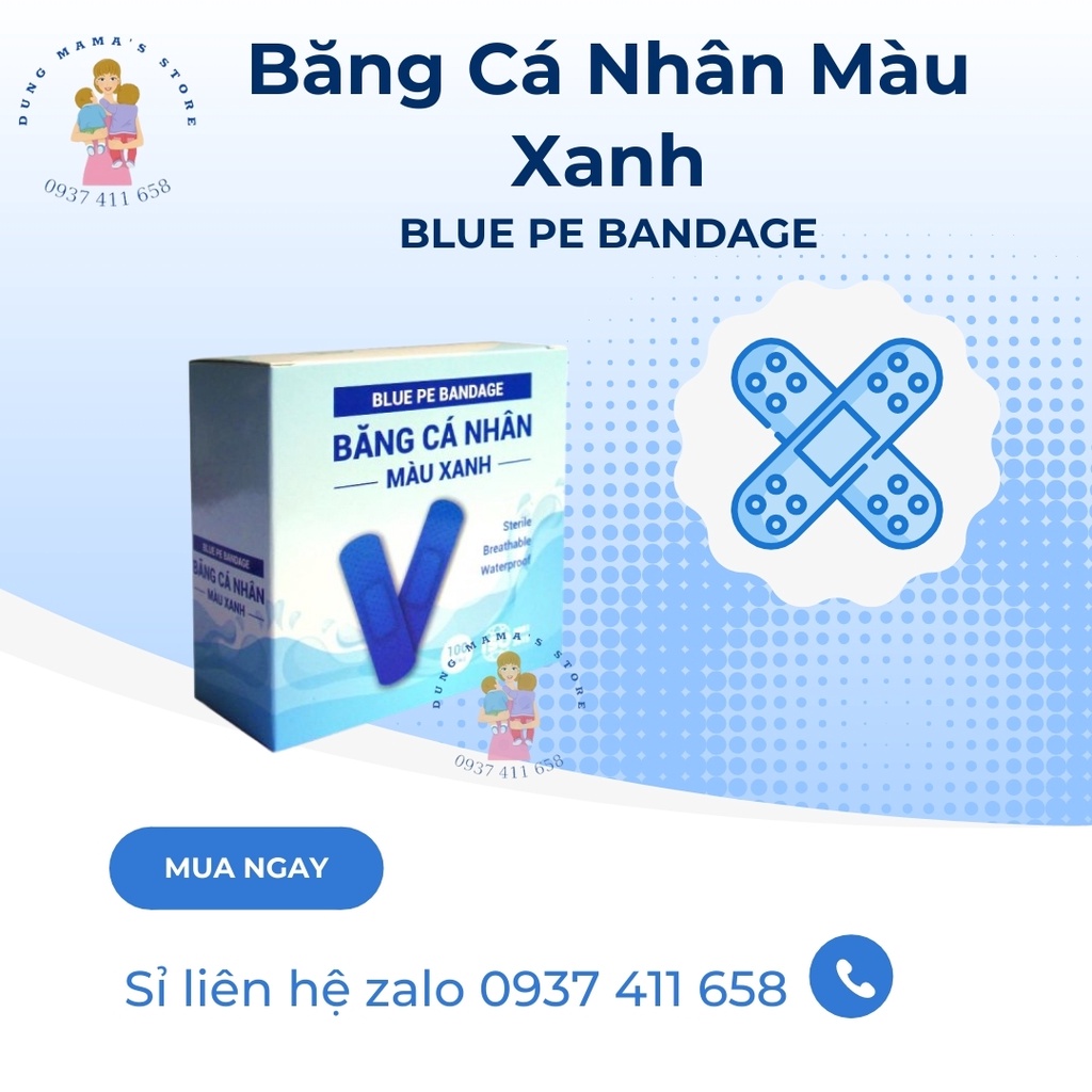 Băng cá nhân màu xanh- Không Thấm Nước