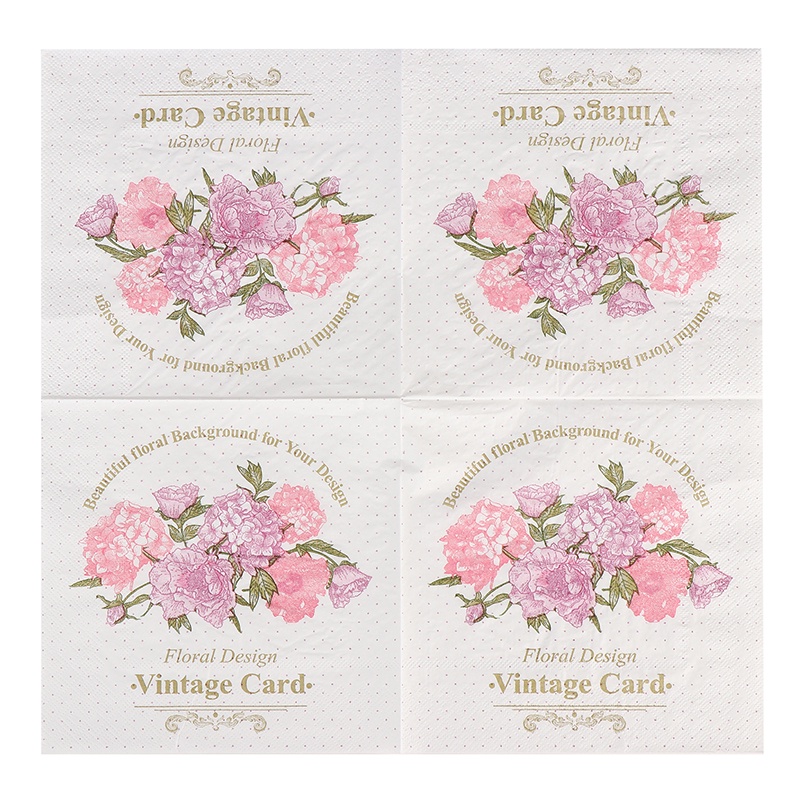 Set 20 Tờ Khăn Giấy In Hình Hoa Cổ Điển Trang Trí Quán Cà Phê &amp; Nhà Hàng