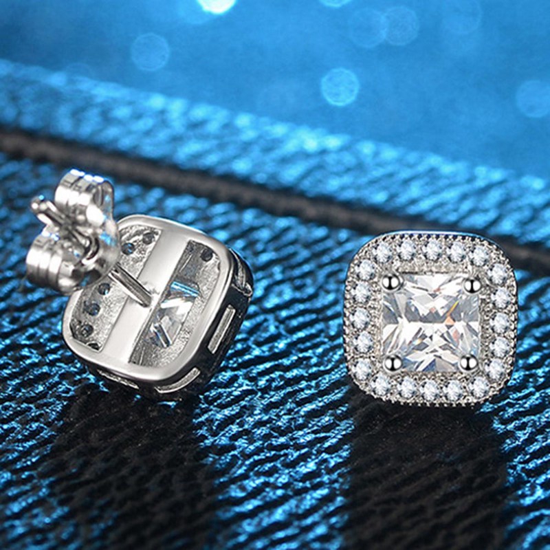 Khuyên tai mạ vàng trắng đính đá CZ thời trang