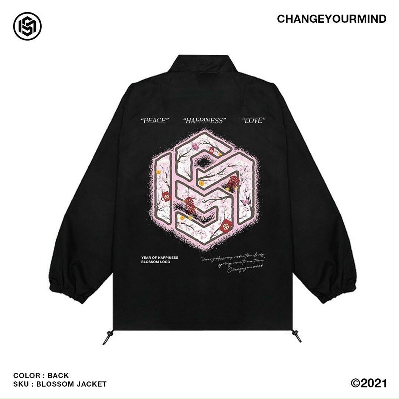 Áo Khoác Dù S.W.E Chất Dù 2 Lớp Unisex Nam Phối Chữ Hoa Anh Đào