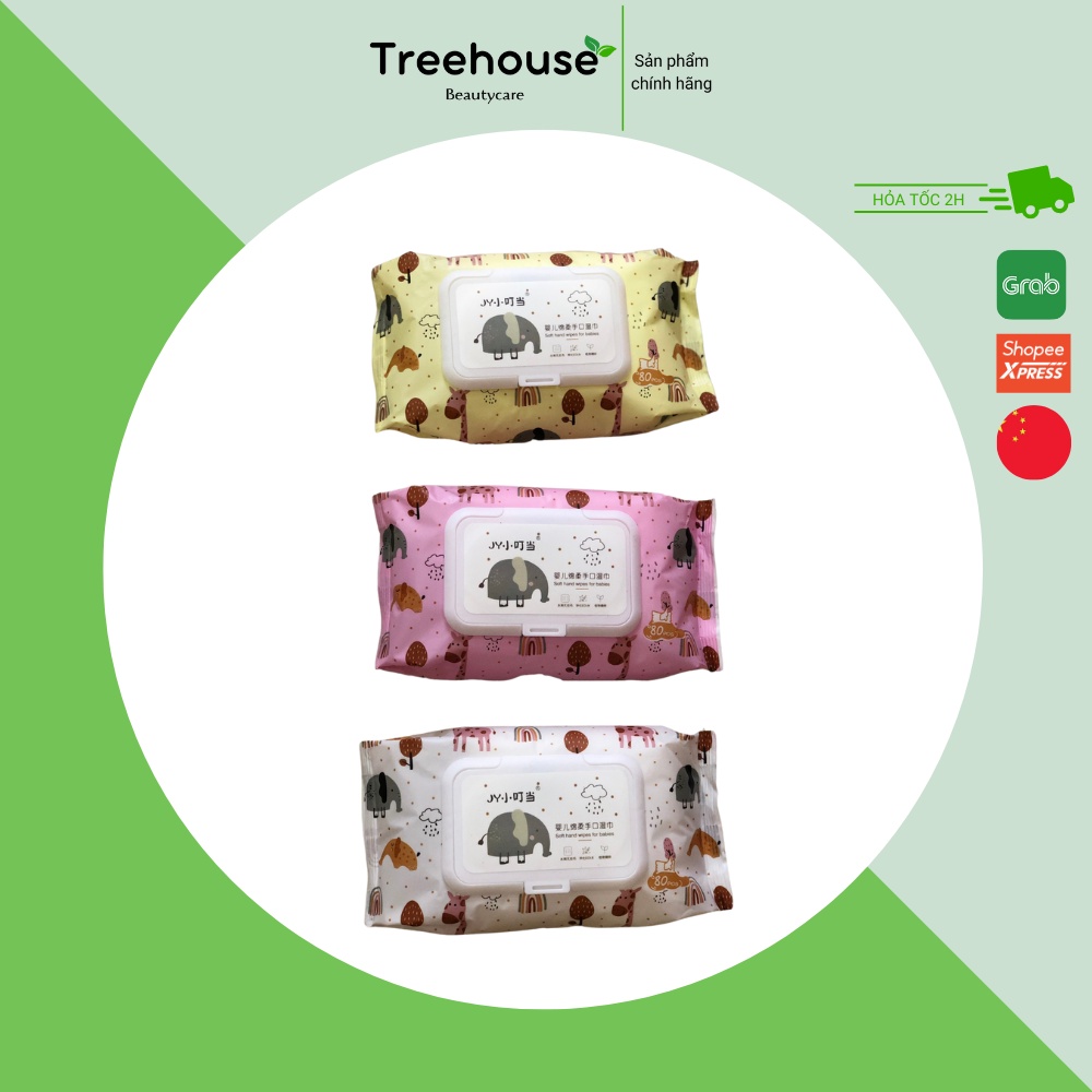 LẺ 1 GÓI Khăn ướt không mùi con ong,con voi - giao ngẫu nhiên TREEHOUSE SHOP