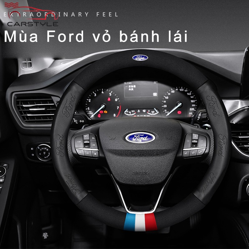 Ford Bọc vô lăng lông da bò thật ô tô cao cấp đẹp Fiesta Ecosport Focus 2 3 MK2 Fusion Mondeo MK4 Kuga Ranger F150 MK3 Mk3.5 Vô Lăng Xe Ô tô