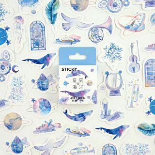 Hộp sticker trang trí sổ xanh dương