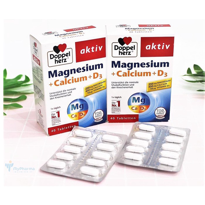 Viên uống bổ sung Canxi phòng ngừa loãng xương Doppelherz Magnesium + Calcium + D3 (Hộp 40 viên) -Nội Địa Đức