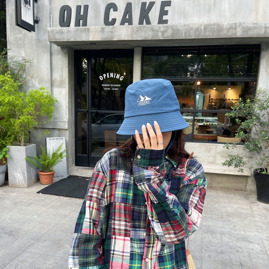 Mũ Bucket Chống Nắng / Gió Thêu Họa Tiết Phong Cách Nhật Bản Cổ Điển Thời Trang