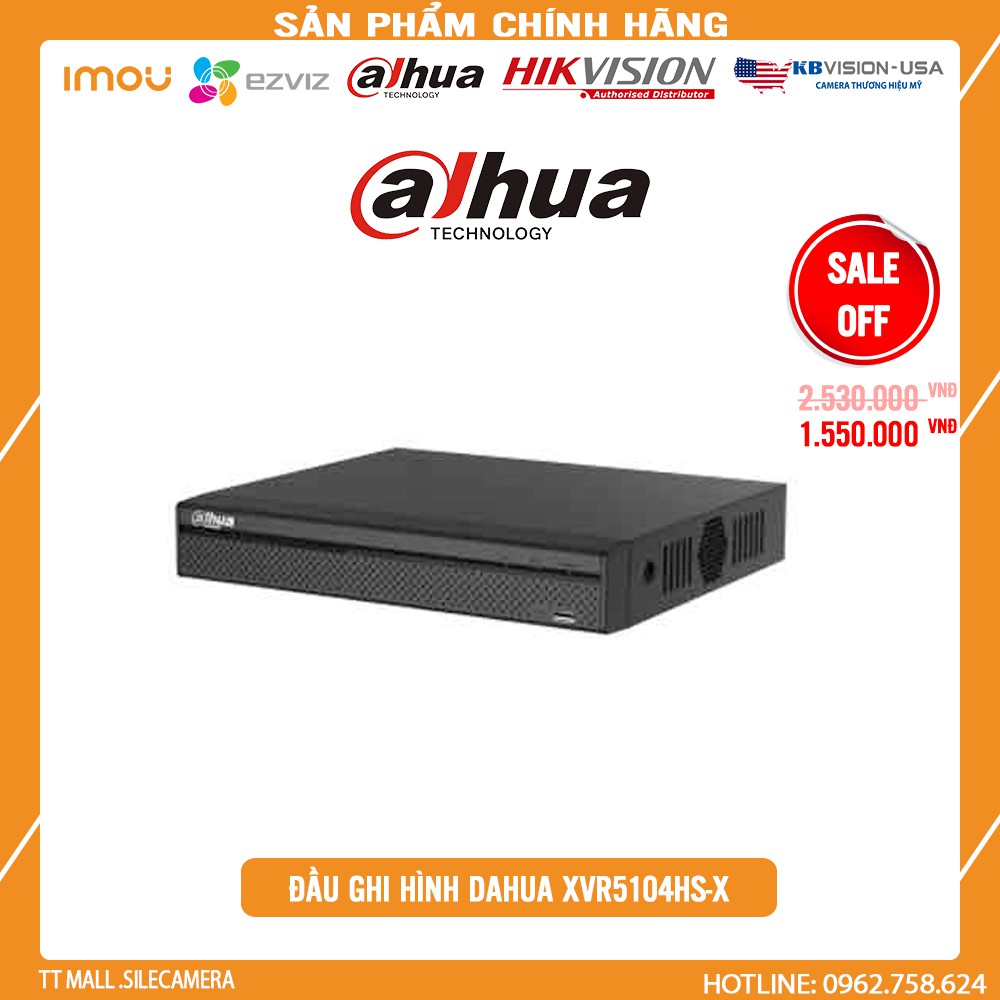 [SALE SỐC]Đầu ghi hình 5 trong 1 Dahua XVR5104HS-X 4 kênh 2MP-Bảo hành 2 năm