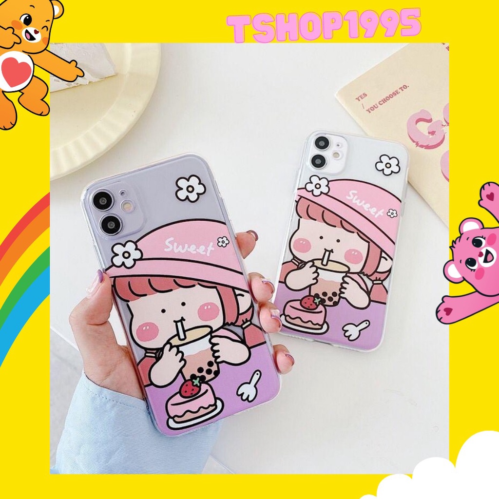Ốp lưng IPHONE dẻo trong 6/6plus/6s/6splus/7/7plus/8/8plus/x/xr/xs/11/12/13/pro/max/plus/promax mẫu SWEET TRÀ SỮA