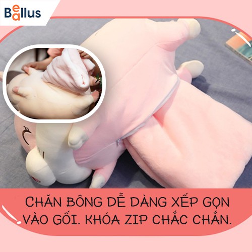 Combo 3 in 1 Chăn gối hình heo lười 2 màu siêu đáng yêu - Baellus CBVP002