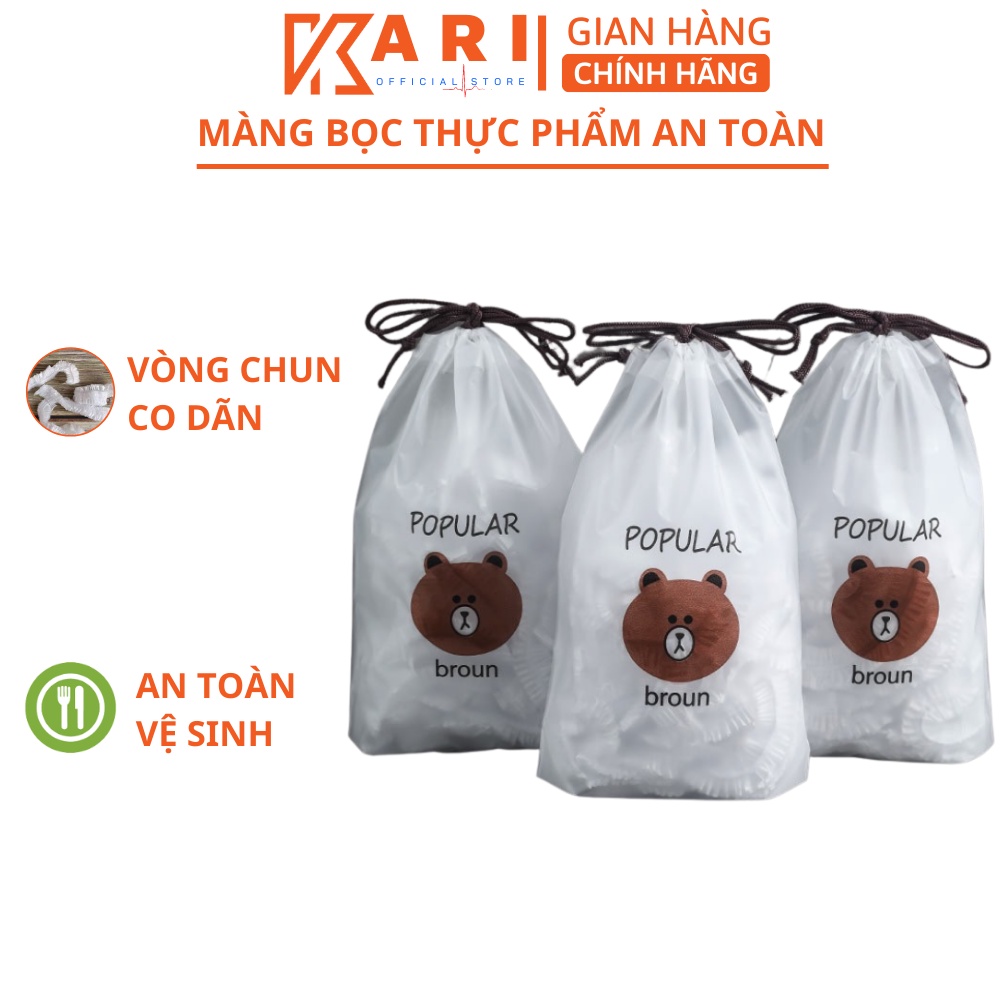 Màng Bọc Thực Phẩm Co Giãn Siêu Dai Có Chun Túi 100 Chiếc Đảm Bảo An Toàn Vệ Sinh