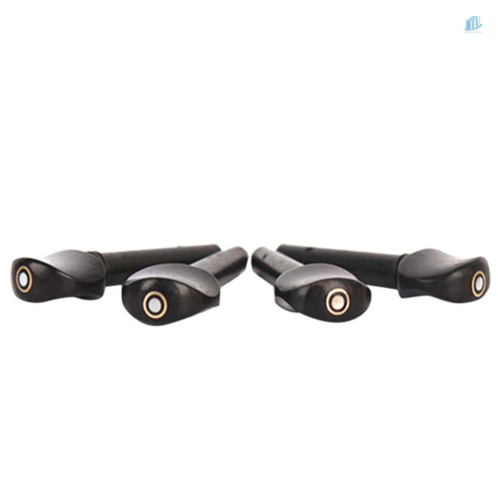 4 Chốt Lên Dây Đàn Violin 4/4 Bằng Gỗ Mun Màu Đen Với Họa Tiết