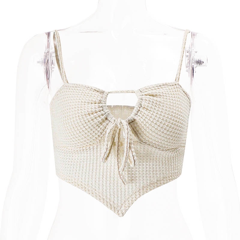 Áo Tank Top Dệt Kim Hở Lưng Đan Dây Chéo Thời Trang Quyến Rũ Cho Nữ