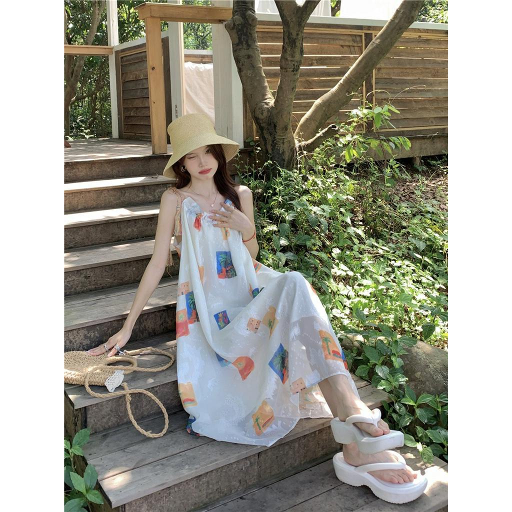 Đầm Hoa Hai Dây Dáng Rộng Thời Trang Hè Pháp Quý Phái 63675