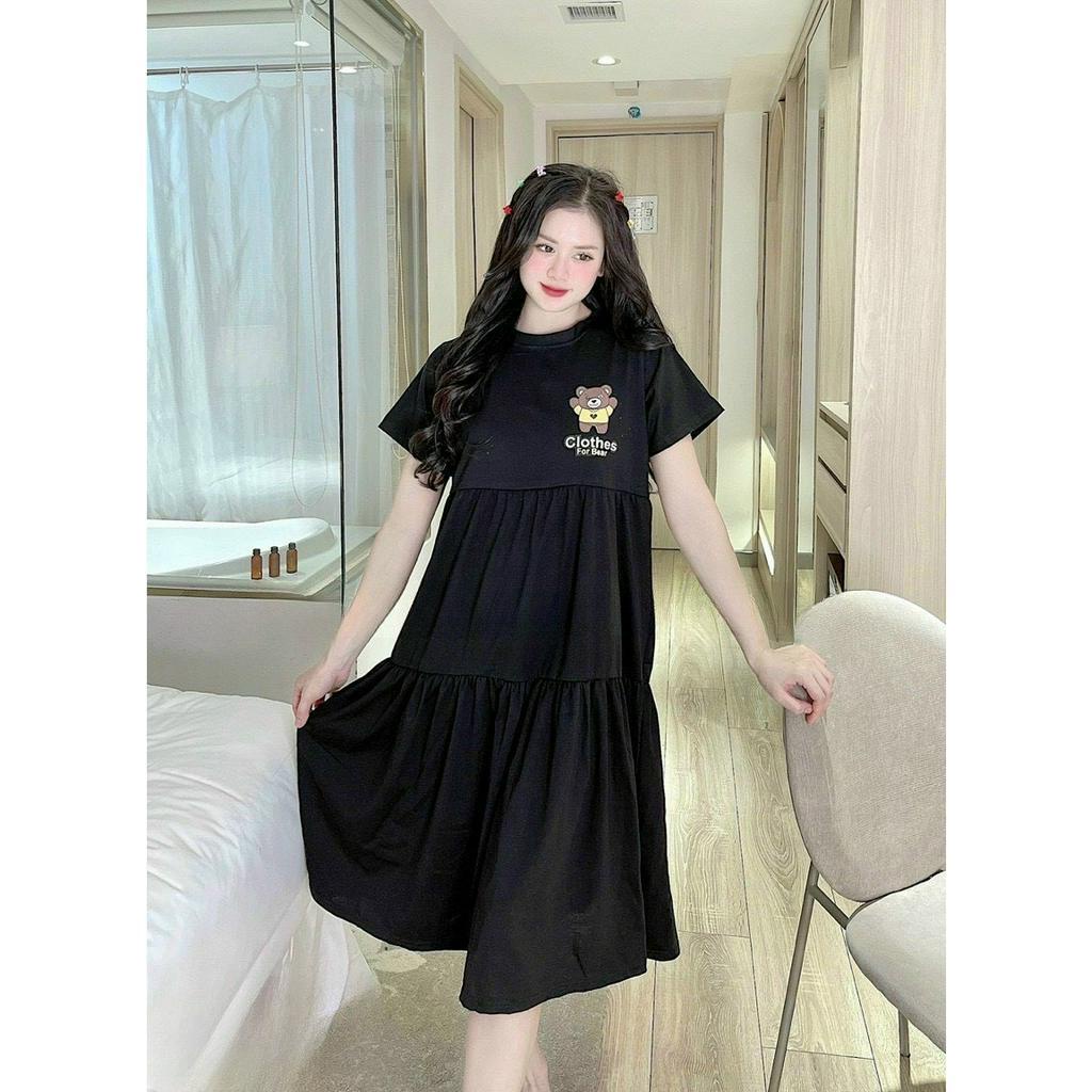 Váy bầu phông cotton mùa hè mặc mát Aidenshop đầm bầu suông thời trang