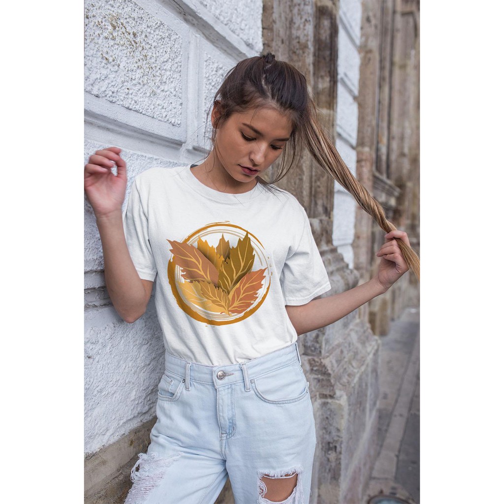 Áo thun Nữ in hình những chiếc lá dễ thương - Cotton Thun - Phong Cách Dẽ Thương - Cá Tính Và Đẹp