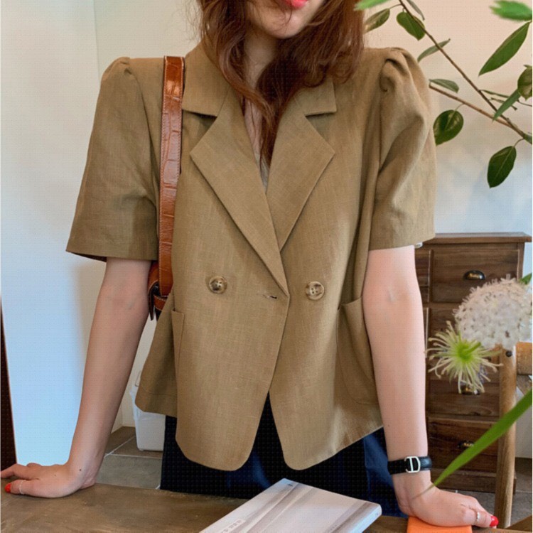 Áo blazer - áo vest tay lửng dáng ngắn nâu tây hè, thu | BigBuy360 - bigbuy360.vn