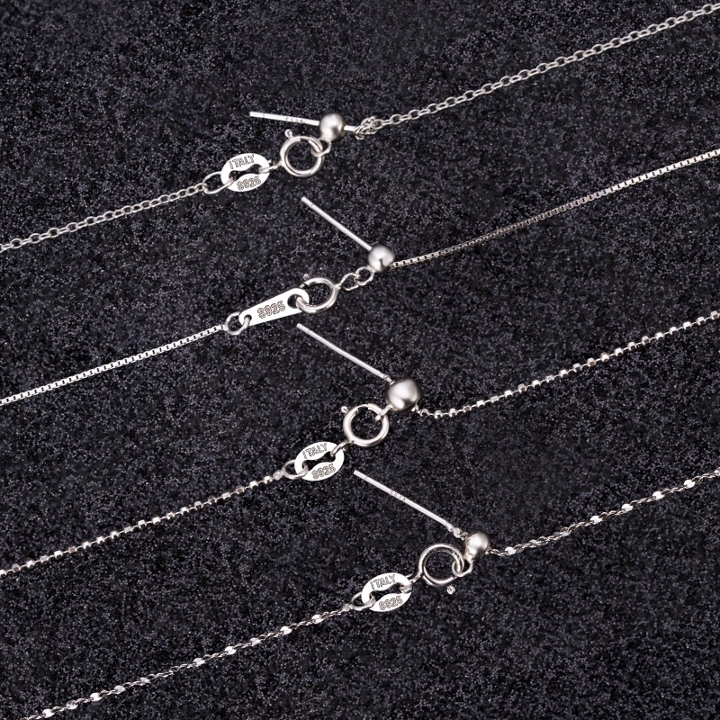 Universal Chain 【Còn hàng】 100% Real S925 Bạc hạt có thể điều chỉnh Vòng cổ Phụ kiện Tự làm Chuỗi Chiều dài khác nhau Chuỗi Tự làm Thời trang Đơn giản Chuỗi xương đòn