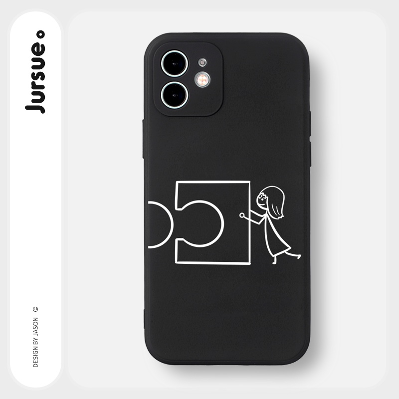 Ốp lưng JURSUE mềm hình cặp đôi dễ thương đẹp cho iPhone 13 12 11 Pro Max SE 2020 X XR XS 8 7 ip 6S 6 Plus kute Y1835