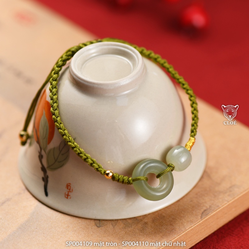 Lắc tay nữ dây rút vòng tay nữ đính ngọc xanh phong thủy phụ kiện trang sức Cloe Accessories 4109