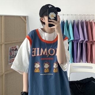 Áo Thun Nữ Ngắn Tay Giả Hai Lớp Phong Cách Mới Mùa Hè