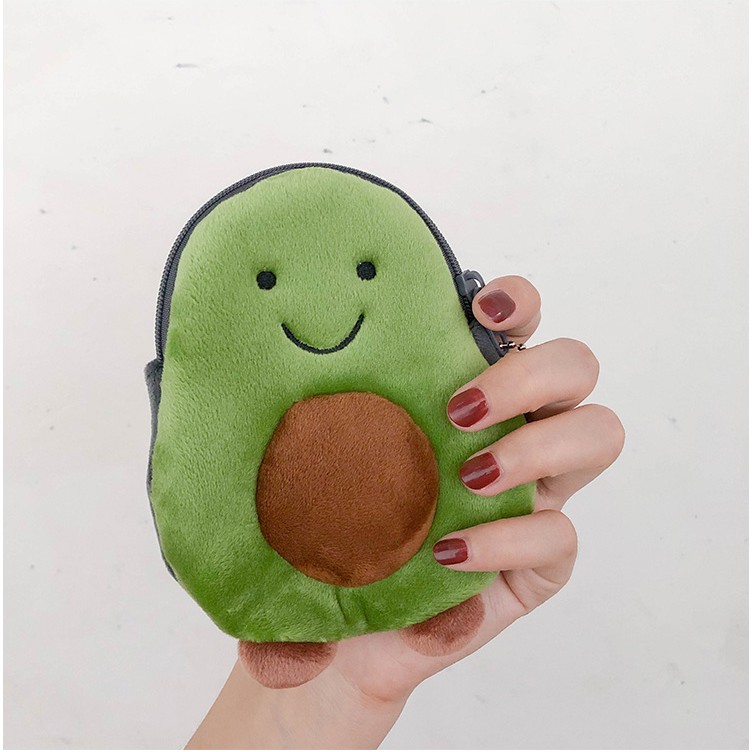 <24h delivery>W&G Nordic simple lovely avocado pocket portable key pendant mini zero wallet Plush zipper coin purse